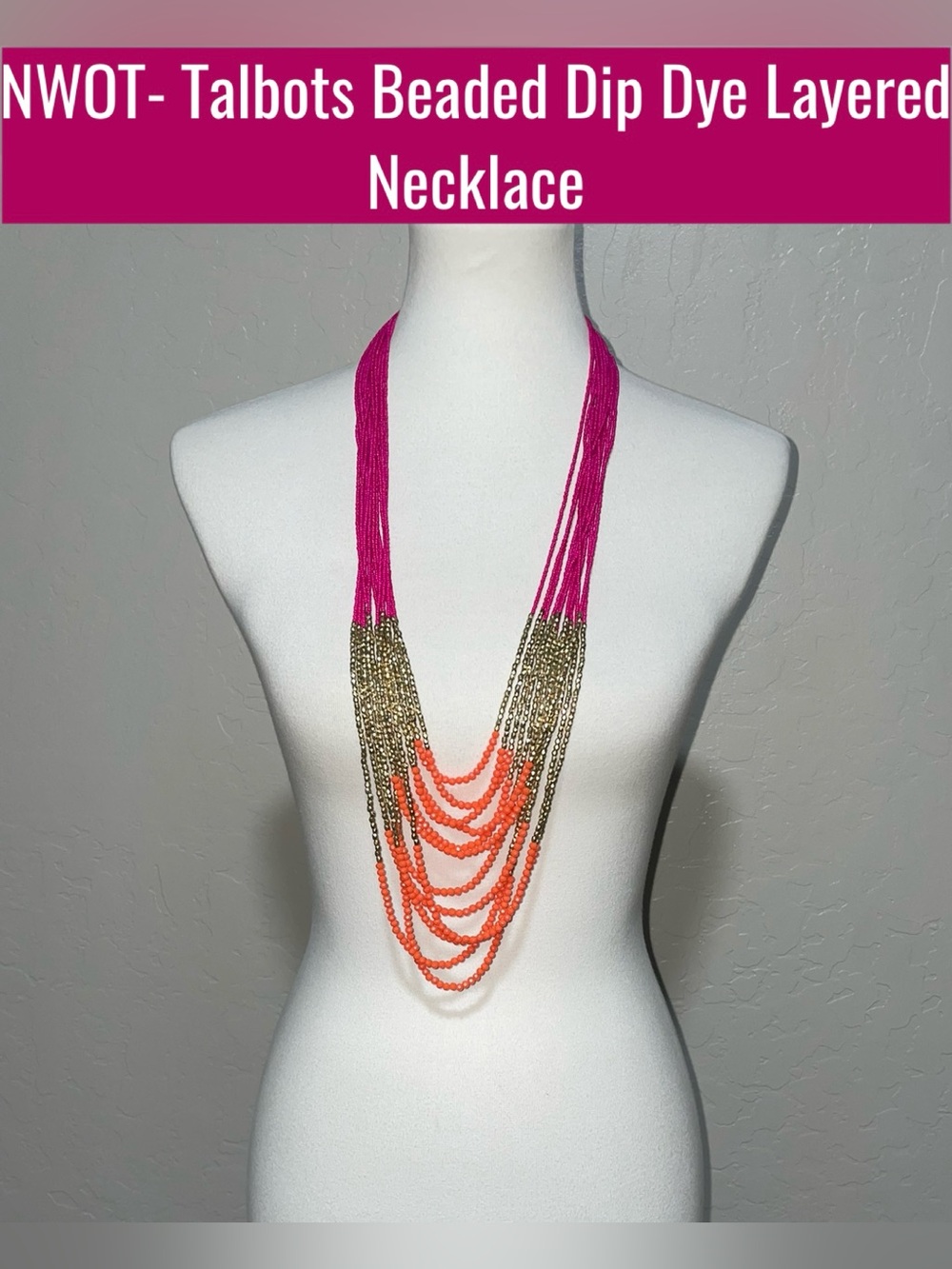 NWOT-Talbots Beaded Dip Dye Layered Necklace